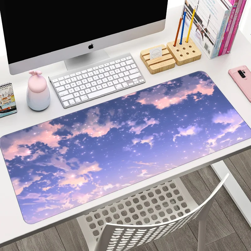 Purple Clouds Sky Mouse Pad Large Computer Office Game Table Mats XXL Rubber Anti-slip Gaming Keyboard Mousepads Long Desk Pads