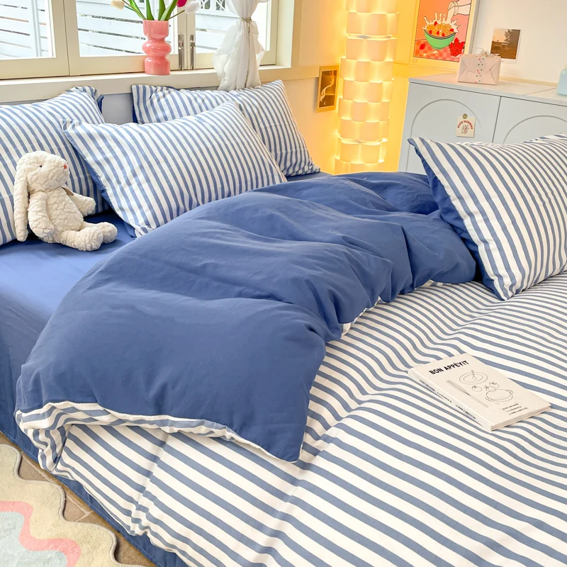 New Washed Printed Cloud Cotton Single Bed Cover Striped  Popular Bedding Does Not Include Pillowcases  Duvet Cover 200x230