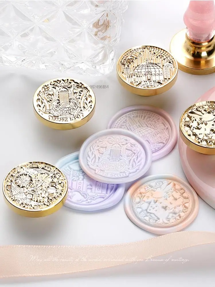30mm Wax Seal Stamp Vintage Round Antique Sealing Invitations DIY Envelope Hobby Tools Dedicated Replace Copper Head With Handle