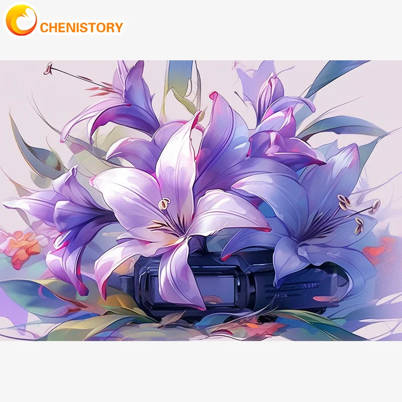 CHENISTORY 40x50cm Painting By Numbers Paint Kit Picture Coloring Orchid Flowers Home Decoration On Canvas For Beginner