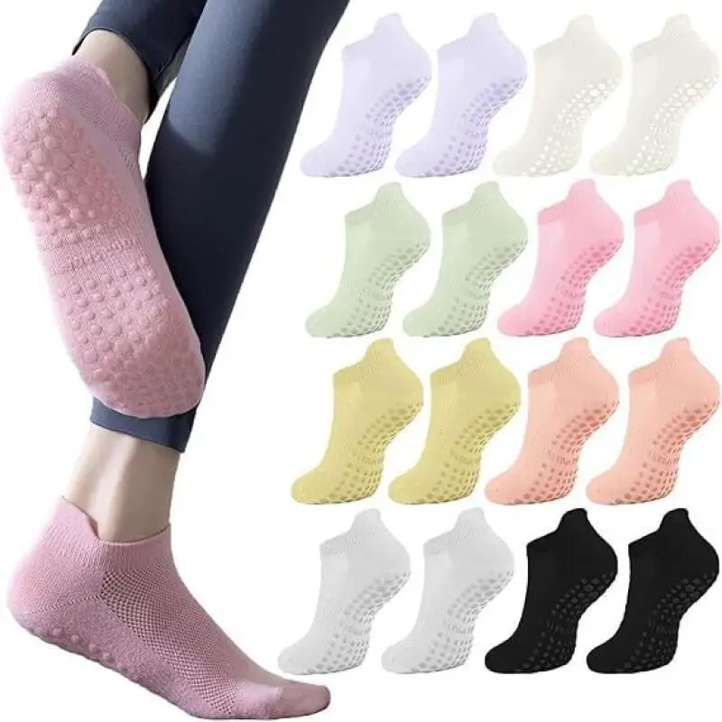 

Cross Border Solid Color Non Slip Socks For Men Women Breathable Mesh Athletic Grip Floor Socks