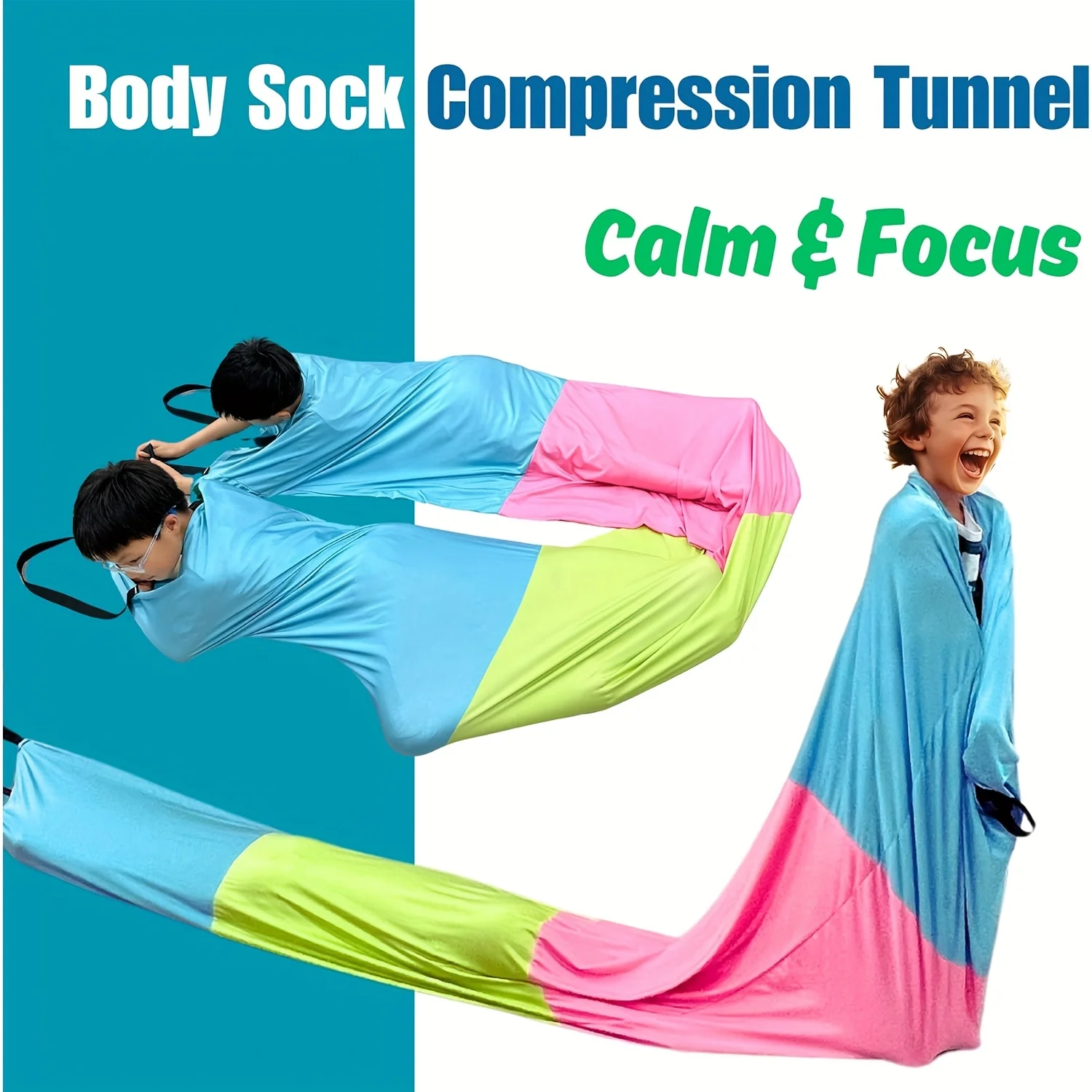 

Сенсорный компрессионный туннель для детей, играющий с аутизмом, СДВГ, SPD, туннель для ползания для малышей, домашняя школа, помощь для детей, чтобы спокойствовать, расслабление