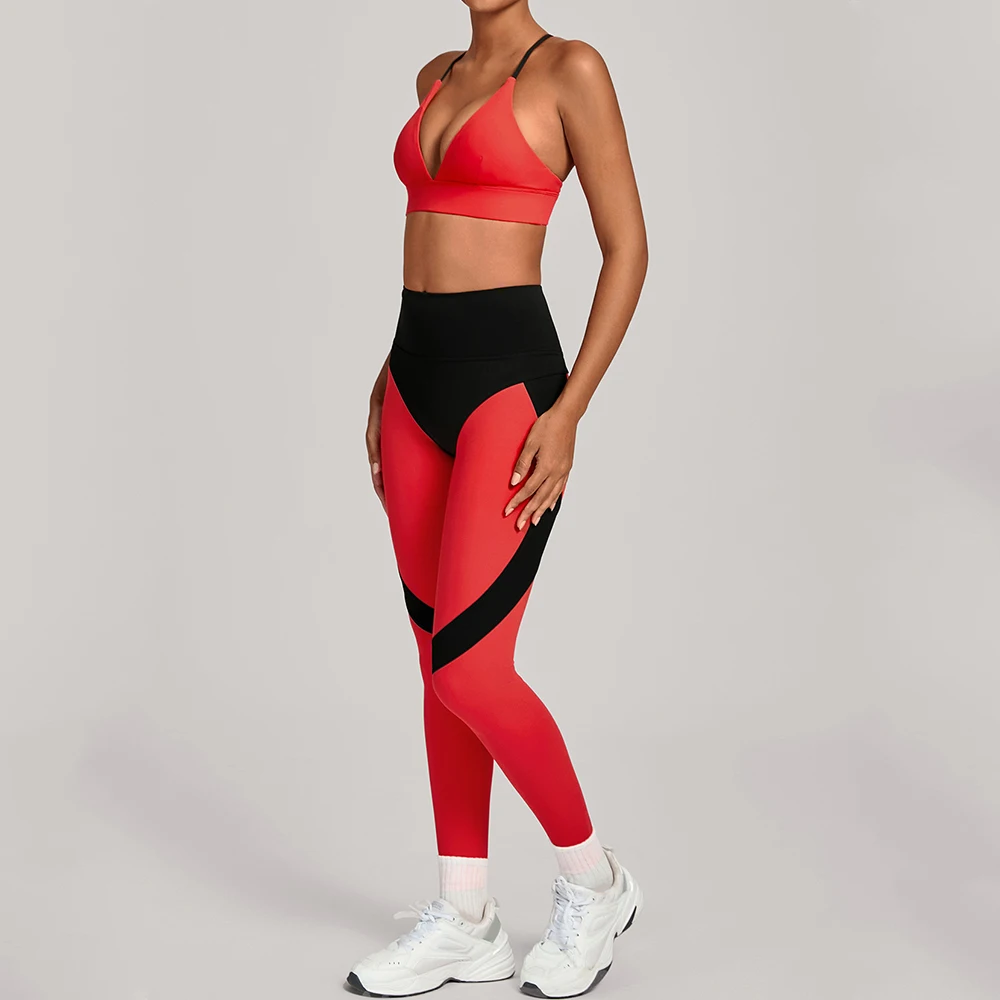 Yoga Suit 2PCS Sports Set Gym Workout Tracksuits Women High Waist Leggings Fitness Suit Sportswear Female Yoga Set Gym Clothing