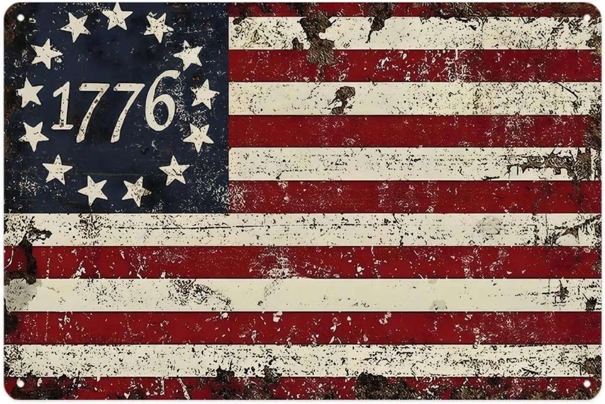 1776 Betsy Ross Flag Tin Sign Patriotic Metal Signs,   | Vintage American Flag, Independence Day Decor, Home Bedroom Bar Garden