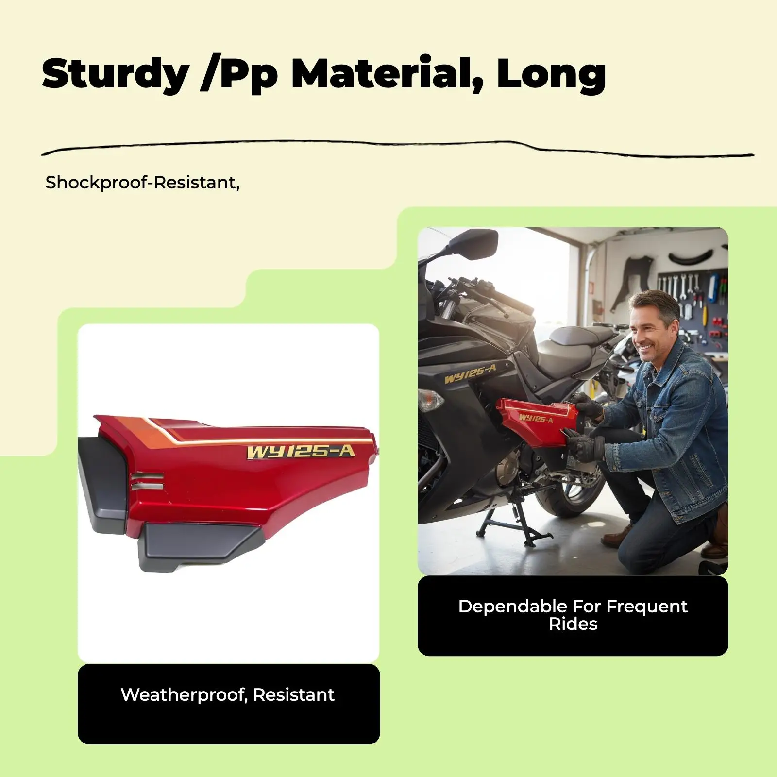 Heavy Duty Motorcycle Side Cover Panel Guard Battery Protection Acrylonitrile Butadiene Styren for WY125-A-C-F