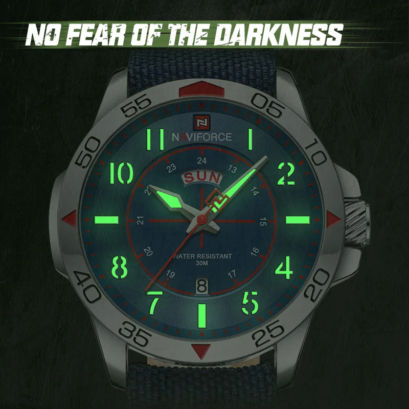 NAVIFORCE Fashion Watches for Men Luxury High Quality Nylon Strap Water Resistant Sport Quartz Luminous Wristwatch Male Clock