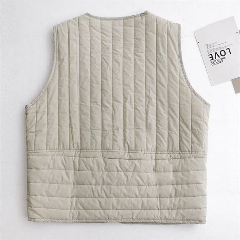 2024 NEW Vest Spring Autumn Women light Thin Fashion Vertical pit pressure line Design Vest Warm Winter Slim Waistcoat