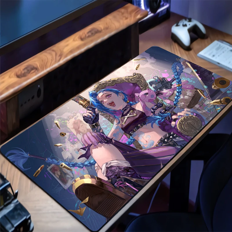 

Коврик для мыши Большой League of Legends Jinx Gamer Коврик для клавиатуры Коврики для игрового стола Защитный коврик для мыши Настольный коврик для ПК Аниме HD игровой коврик для мыши