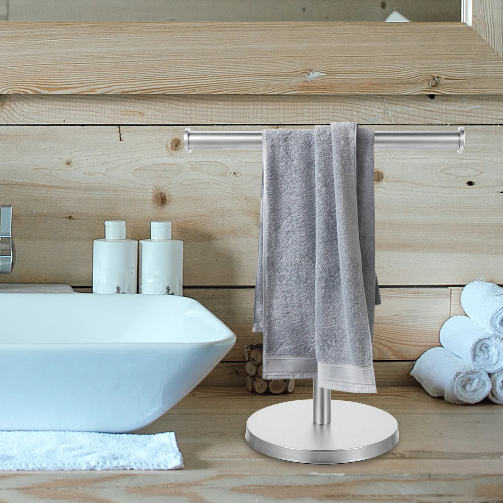 

Bathroom Accessories Counter Towel Rack Balanced Base Holder Countertop Storage