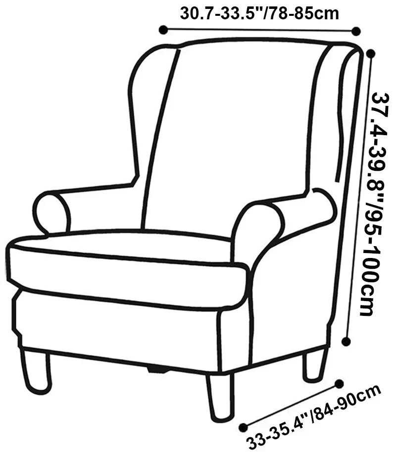 Velvet Wing Chair Cover Stretch Wingback Armchair Sofa Covers with Seat Cushion Cover Solid Sofa Slipcovers Kingback Sofa Covers