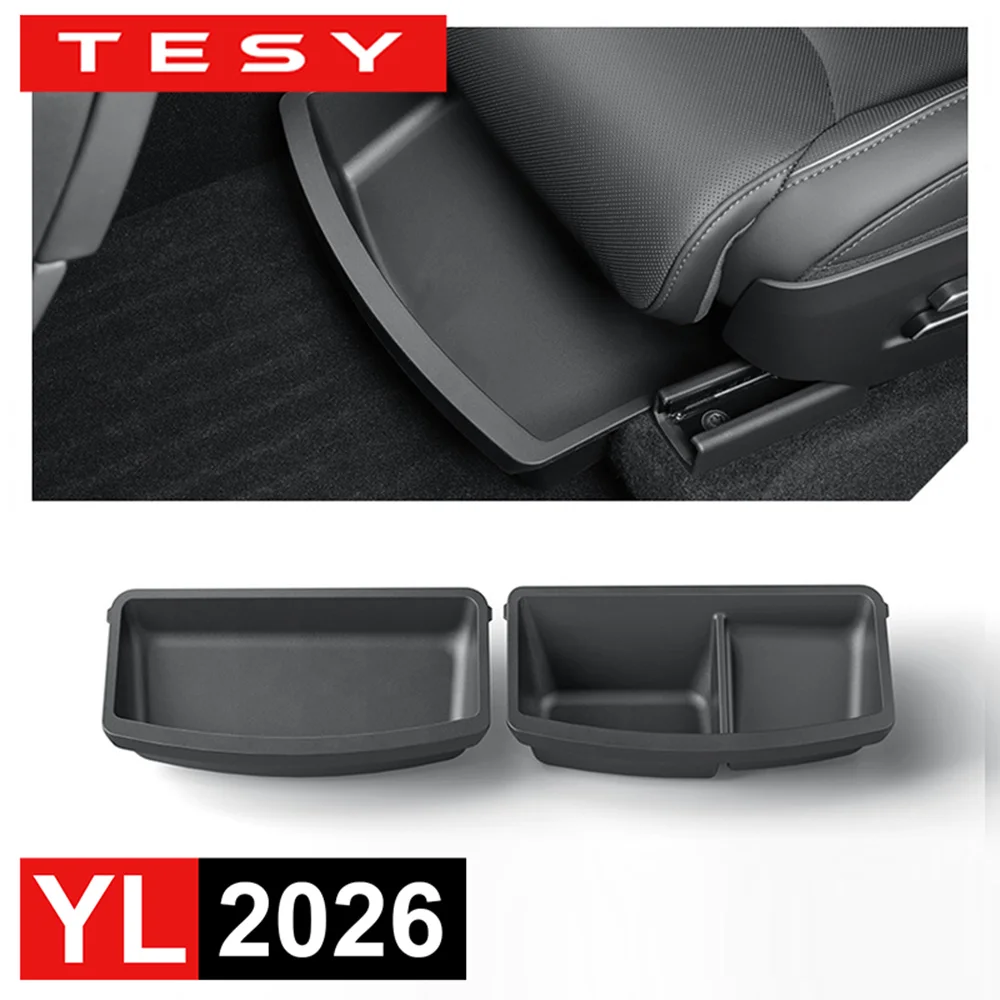 Front Seat Underseat Storage Organizer Suitable for Tesla Model Y L 6-Seater 2026 Waterproof Tray Box Case Interior Accessory
