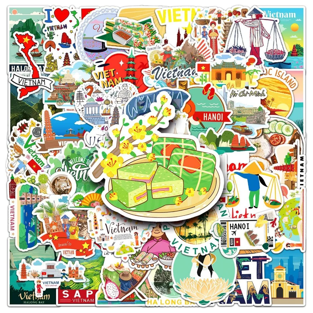 ملصقات كتابات فيتنام ، مناطق الجذب السياحي الشهيرة ، ديكور الهاتف ، الأمتعة ، السفر في الهواء الطلق ، بيتيكسكو ، البرج ، من 10 إلى 50. #2