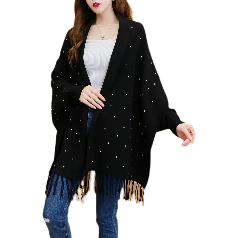 Dames Sjaal Wikkelsjaal met mouwen Buitenkant Warm Gebreid Open voorkant Poncho Cape Herfst Winter Oversized Mantel Vest