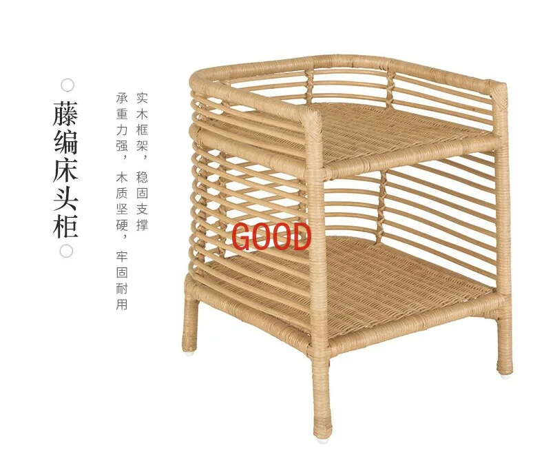 Скандинавский стиль, двойная креативная большая кровать для отеля, простой праздничный стиль, ротанговая художественная мебель, кровать, мебель для спальни