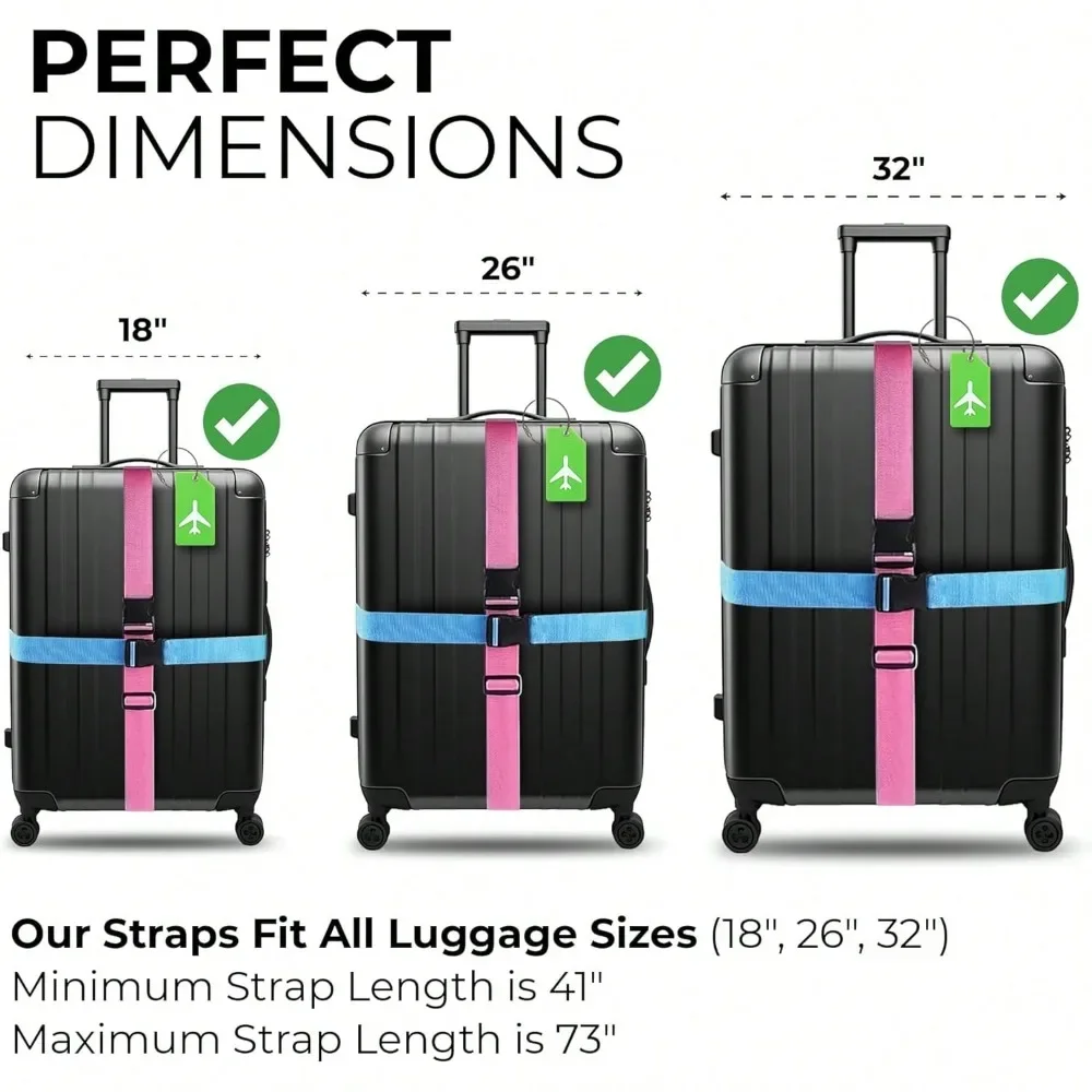 مجموعة حزام الأمتعة مع علامة الأمتعة ألوان متعددة من أحزمة الأمتعة مناسبة لأنواع مختلفة من الأمتعة مناسبة للسفر