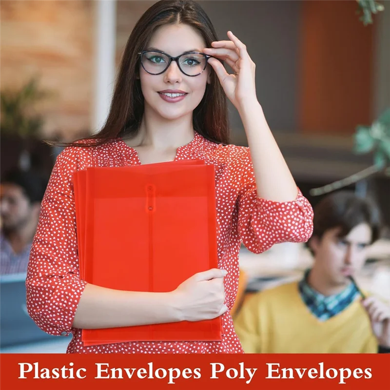 CS-For Documents A4 Plastic Envelopes Folders With Snap Closure And String Tie For School Home B