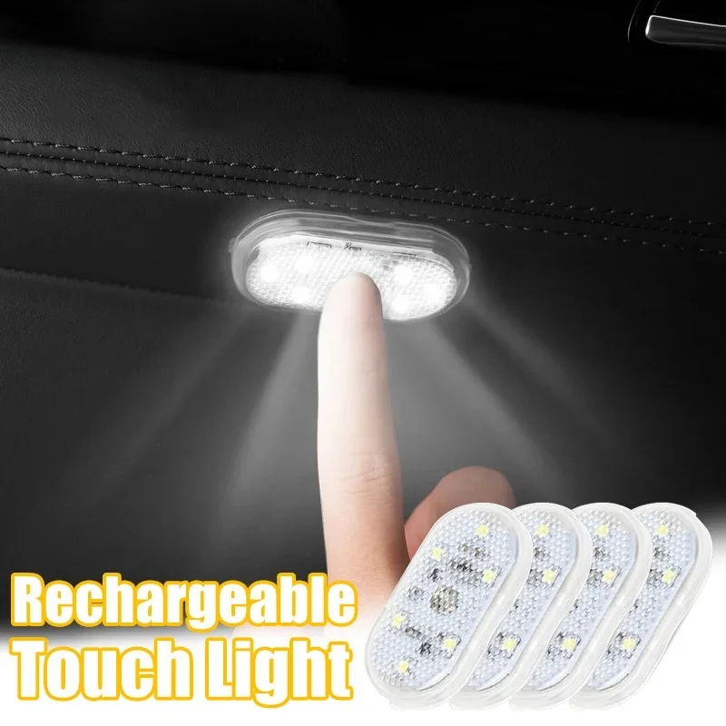 Mini Lanterna Táctil para Carro, Luz LED Recarregável via USB, Lâmpada Magnética de Leitura, Iluminação Suave para o Assoalho do Carro, Porta-Malas e Capô
