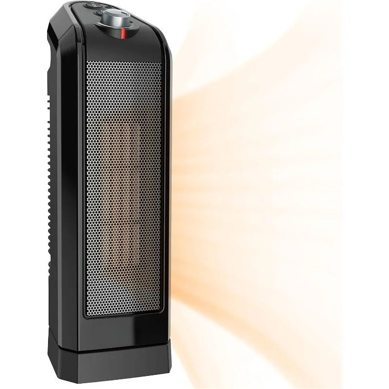 

Oscillating Ceramic Space Heater for Home with Overheat Protection, Thermostat, and 3 Speeds, 15.7 Inches, Black, 1500W, C