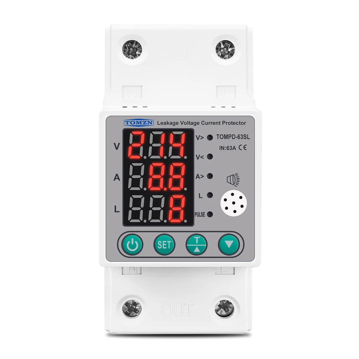 Din rail 63A Automatic Reconnect Over And Under Voltage Over Current Leakage Protection Surge Protect Protector Relay kwh power