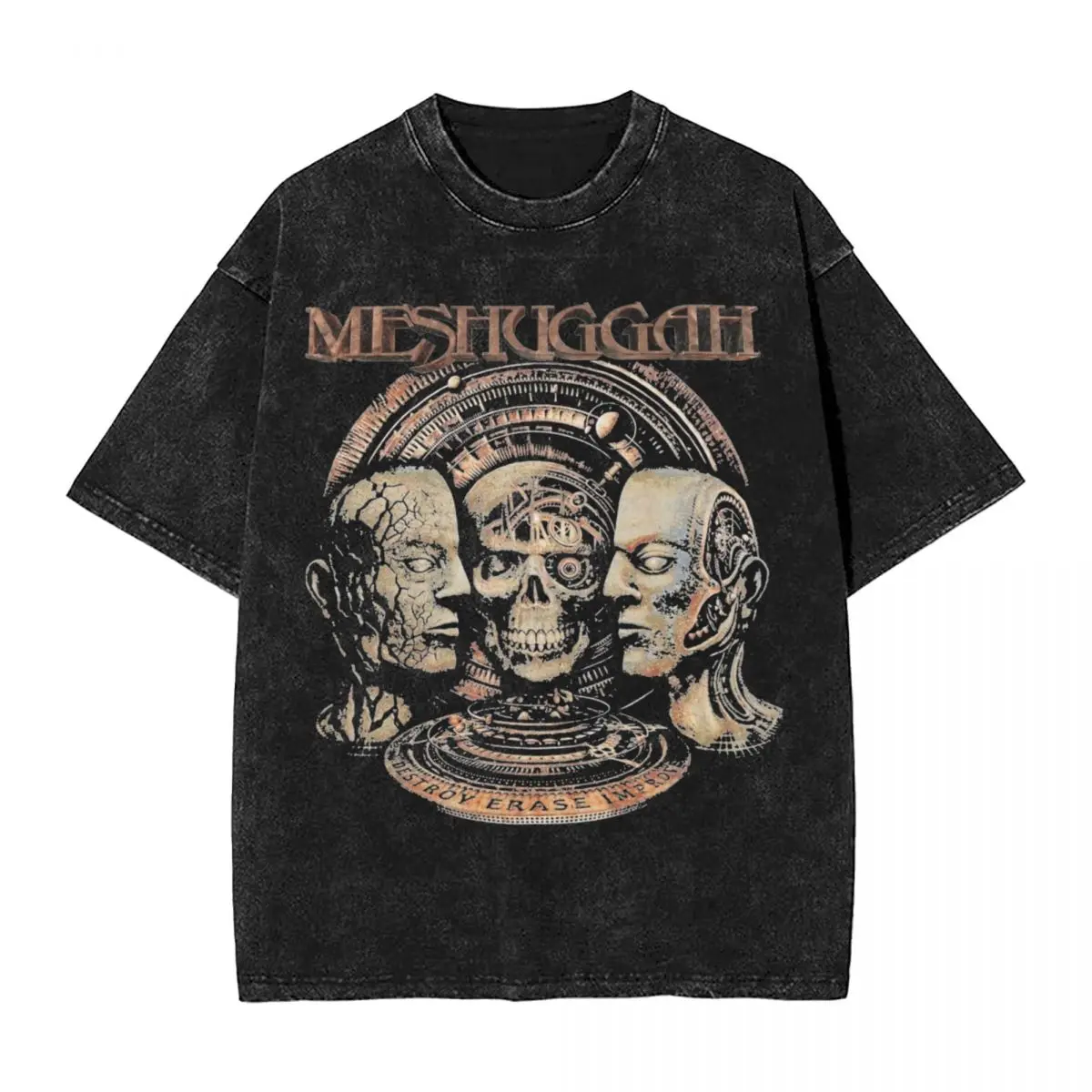 Meshuggah Destroy Erase Improve T Shirts Hip Hop Washed Harajuku T-Shirts Vintage for Men Women Streetwear Printed Tee Shirt