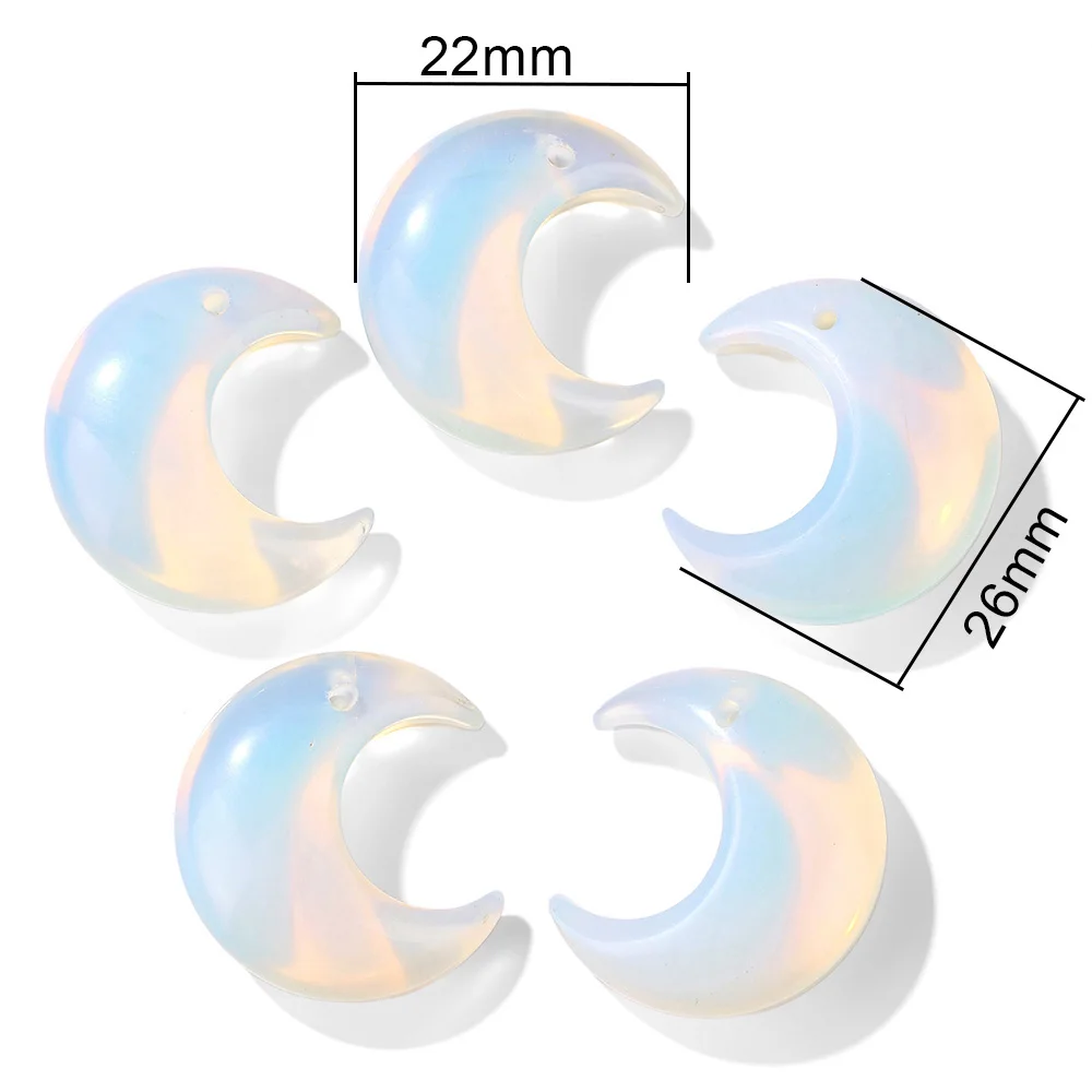 2PCS Natural Crescent Moon Charm Bead Top Drilled Cat Eye Amethyst Quartz Reiki Pendant For Jewelry Making Necklace Earrings DIY - view 3