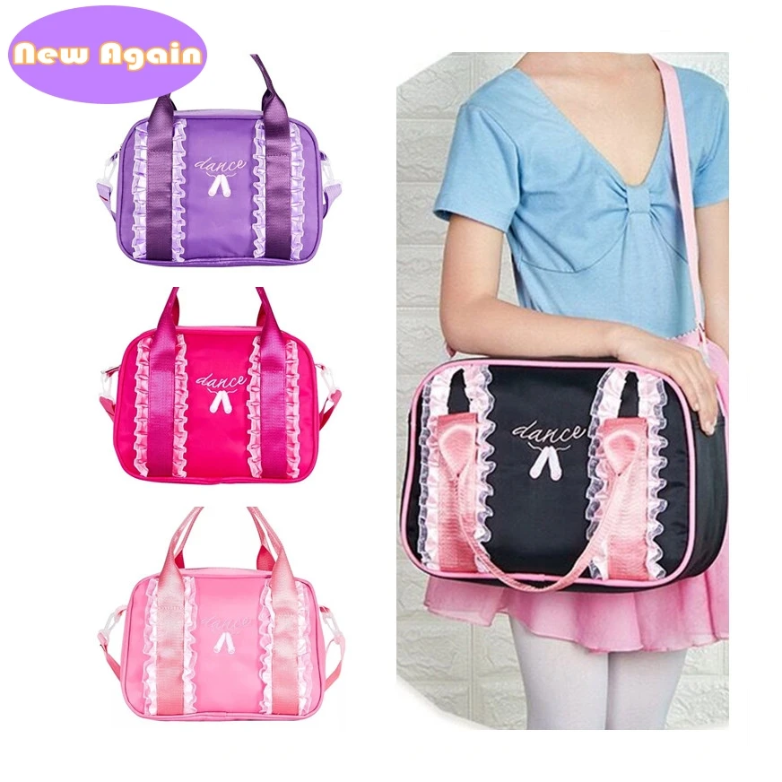 Bolsas de baile para niños, bolsos de hombro para niños, mochilas de Ballet latino, Satchel estampado, zapatos de encaje de princesa, tote, NAB174