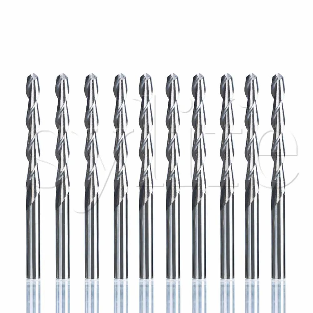 10pcs Double Flute Spiral Cutter 3.175x25mm CNC Router Bits Wood Acrylic Drill