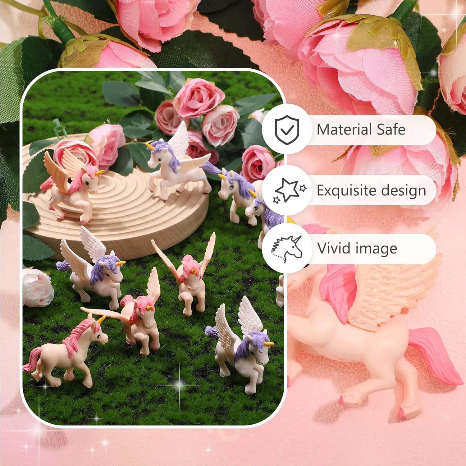 12Pcs MiniUnicorn Lovely Flying Horse Unicorn Figurine Unicorn Cake Toppers Figurines Birthday CakeTopper forUnicorn Theme Party