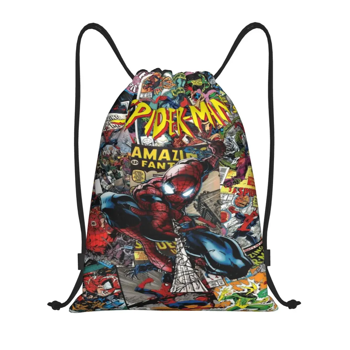 

Сумка на шнурке Marvel, рюкзак-мешок на шнурке с изображением Человека-паука, регулируемый рюкзак-мешок на шнурке, сумка для хранения вещей в стиле Мстителей