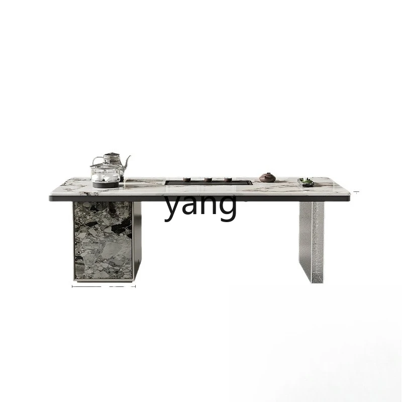 

LTT Italian light luxury rock slab tea table household balcony simple acrylic tea table and chair combination