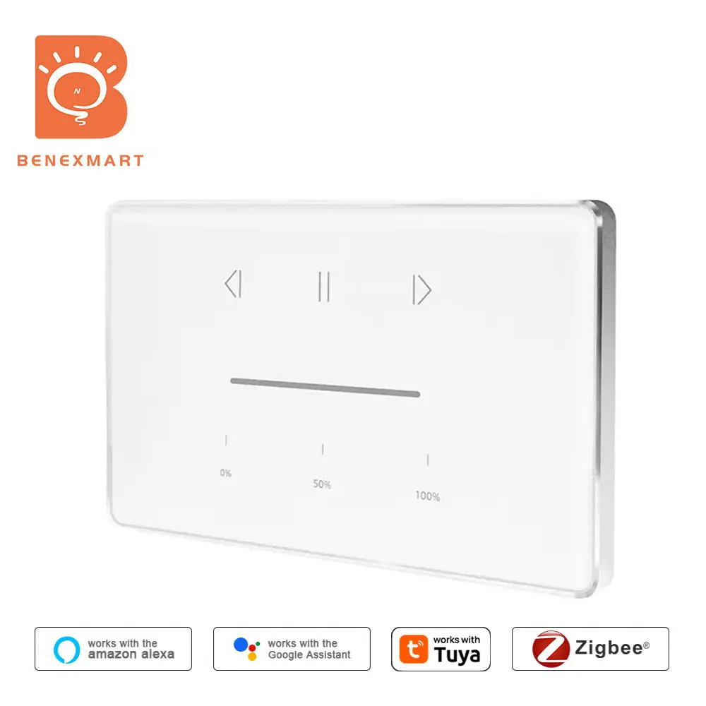 Benexmart Zigbee US Curtain Switch Percentage Control 4 Wire Roller Shade Motor Work with Tuya Alexa Google Home Shutter Switch