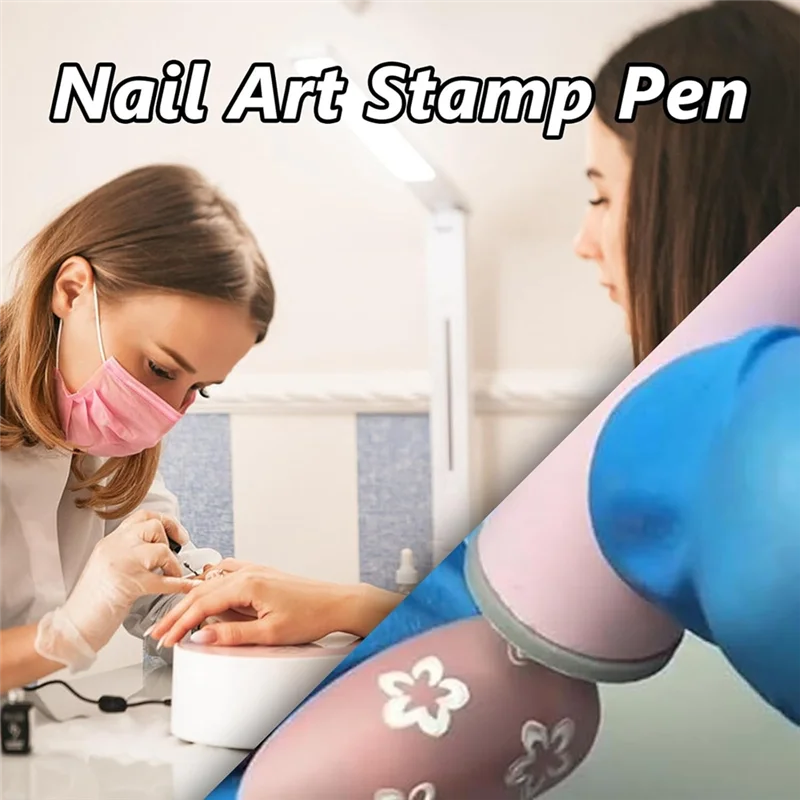 A47F-15-teiliges Nail Art Stamp Pen Set, Blumen-Nagelstempelstift, Nail Art Stamper Kit, Nail Art Tool mit verschiedenen Mustern