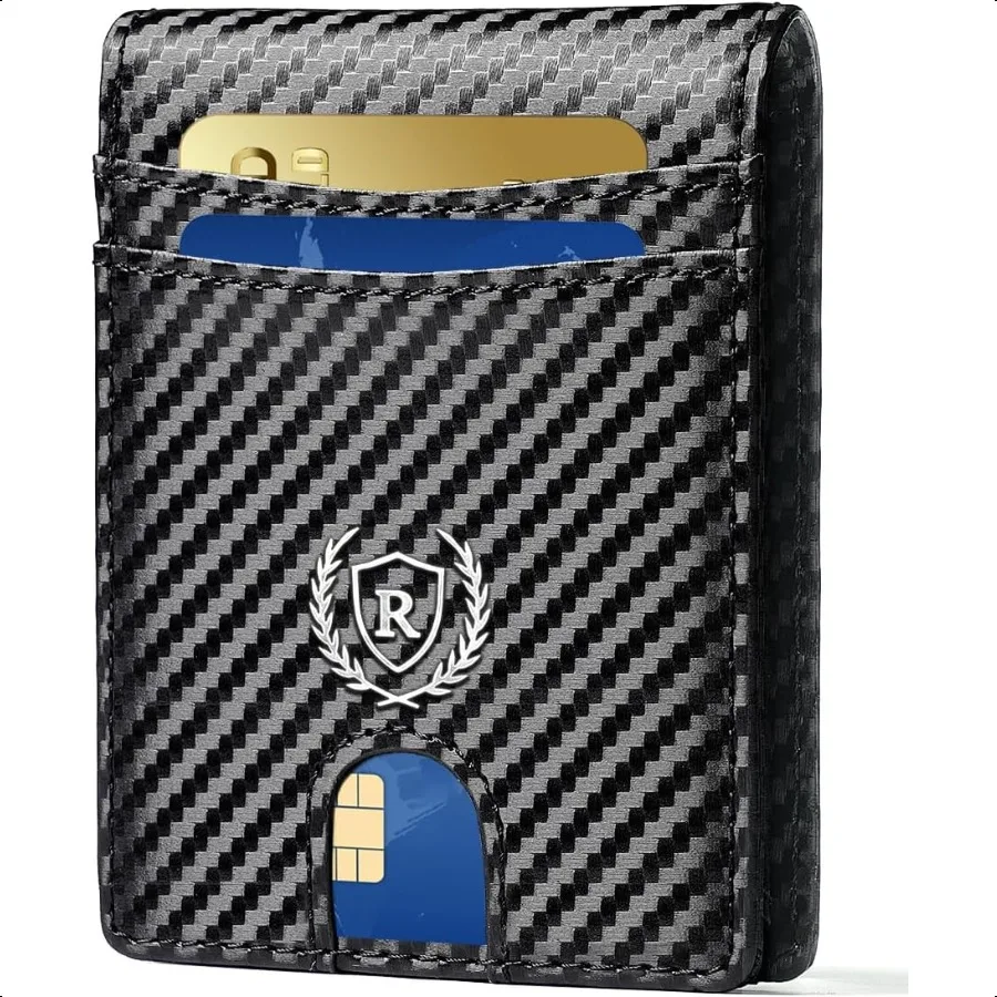 

Travel entials Initial Letter Slim Minimalist RFID Leather Wallet with 2 ID Windows for Men Personalized Busin Card Credit Card