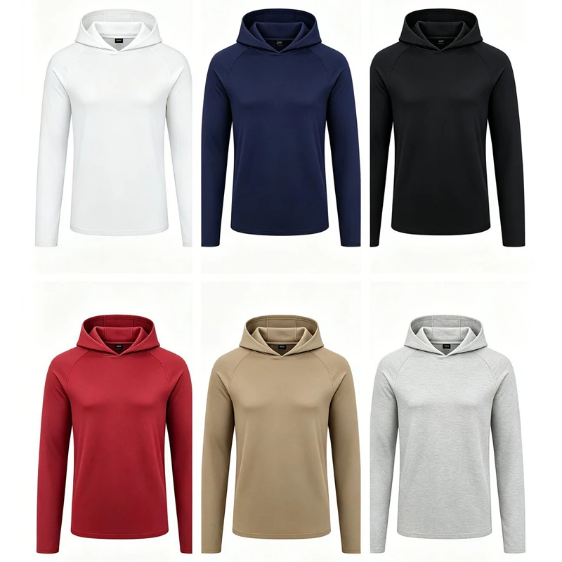 1pcs Men's Hooded Sweatwear Casual Long Sleeve Loose T-shirt Spring Autumn Solid Color Lightweight Hoodie Fitness Breathable Top