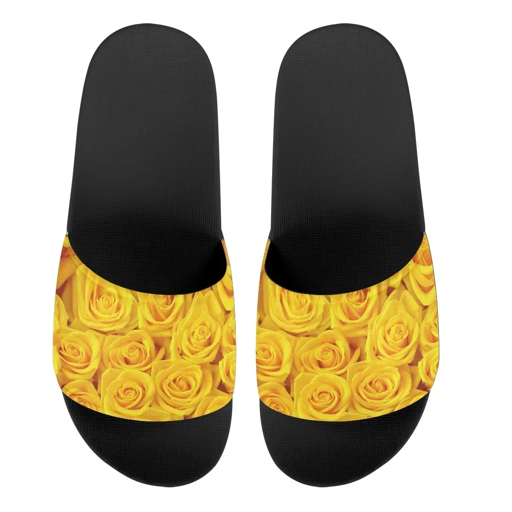 Roses Leopard and Gold Custom Made Sublimation Print Fashion Men Women Slippers Slides Sandals view 3