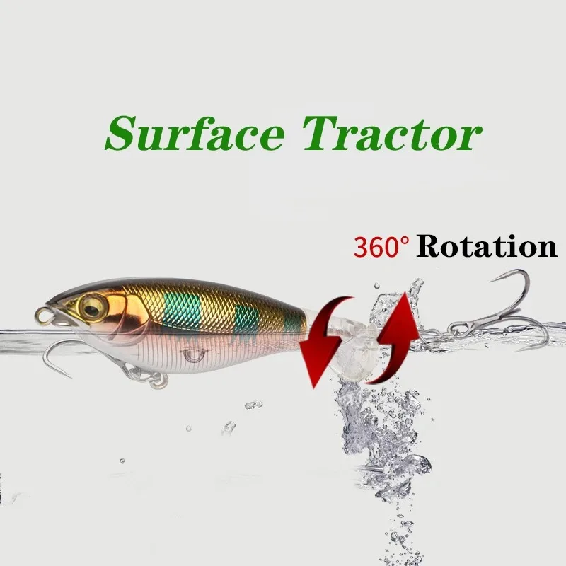 

1PC 6g Whopper Popper Topwater Fishing Lure - Artificial Hard Bait Wobbler with Soft Rotating Tail for Bass Plopper Fishing