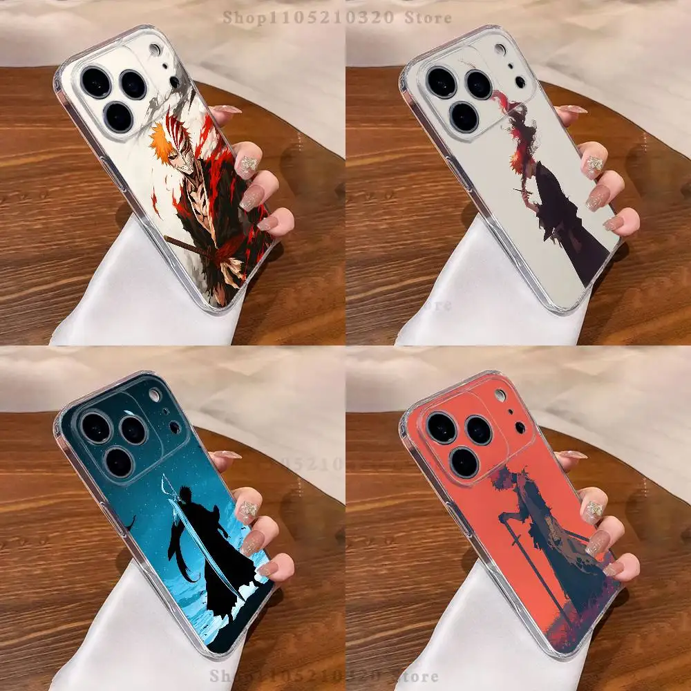 

B-Bleach Ichigo K-Kurosaki Phone Case For iPhone 17,16,15,14,13,12,11 Pro,Max,Plus,X,XS,XR,SE4,E Mini Transparent Soft Cover