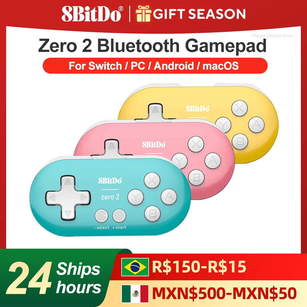 8BitDo Gamepads PC Zero 2 Bluetooth for Nintendo Switch Controller Gaming Controle Steam Windows 7 8 10 11 Android Raspberry Pi