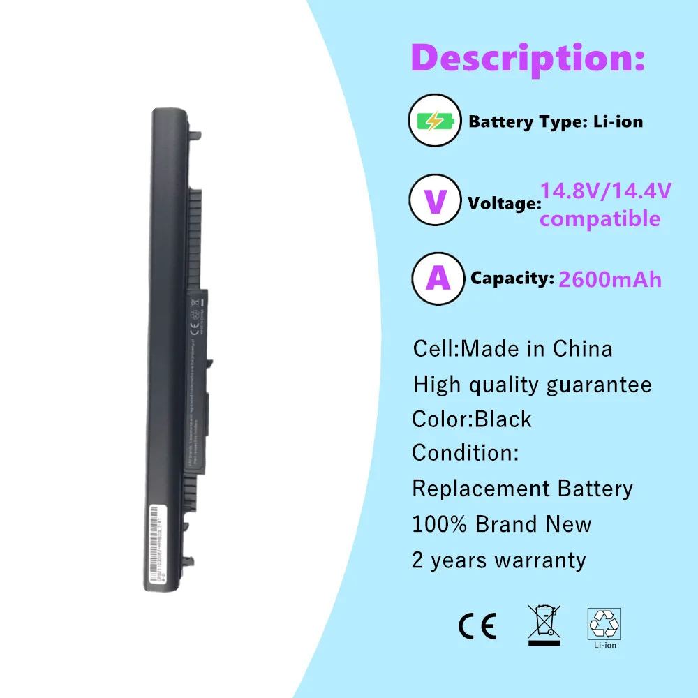 2200mAh 14.4V Battery HSTNN-LB6V for HP Pavilion 14-ac0XX 15-ac0XX 240 250 255 245 G4