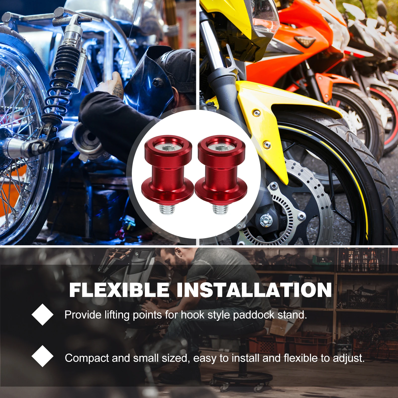 

2pcs Motorcycle Swing Arm Stand Screws Aluminum Alloy Rear Frame Spools Slider Frame Screws Swingarm Spool Screw for Motorbike