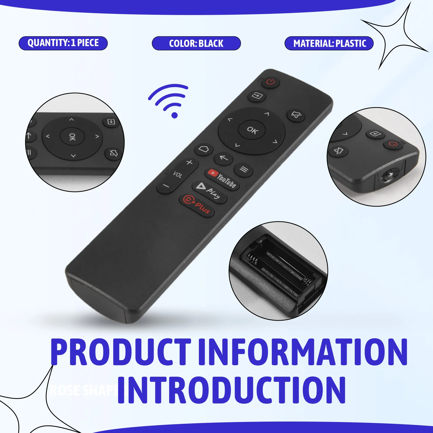 B76B Remote Control Replacement for Skyworth COOCAA TV Black Plastic