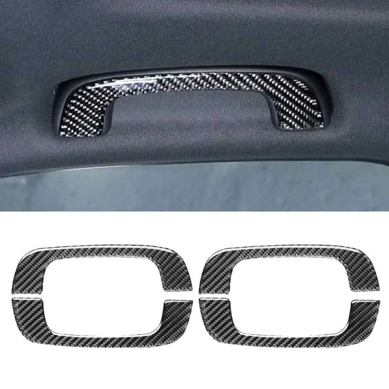 4pcs Carbon Fiber Car Roof Handle Cover Trim Car Interior Central Roof Handle Sticker Accessories for Honda 11th Civic 2022-2023