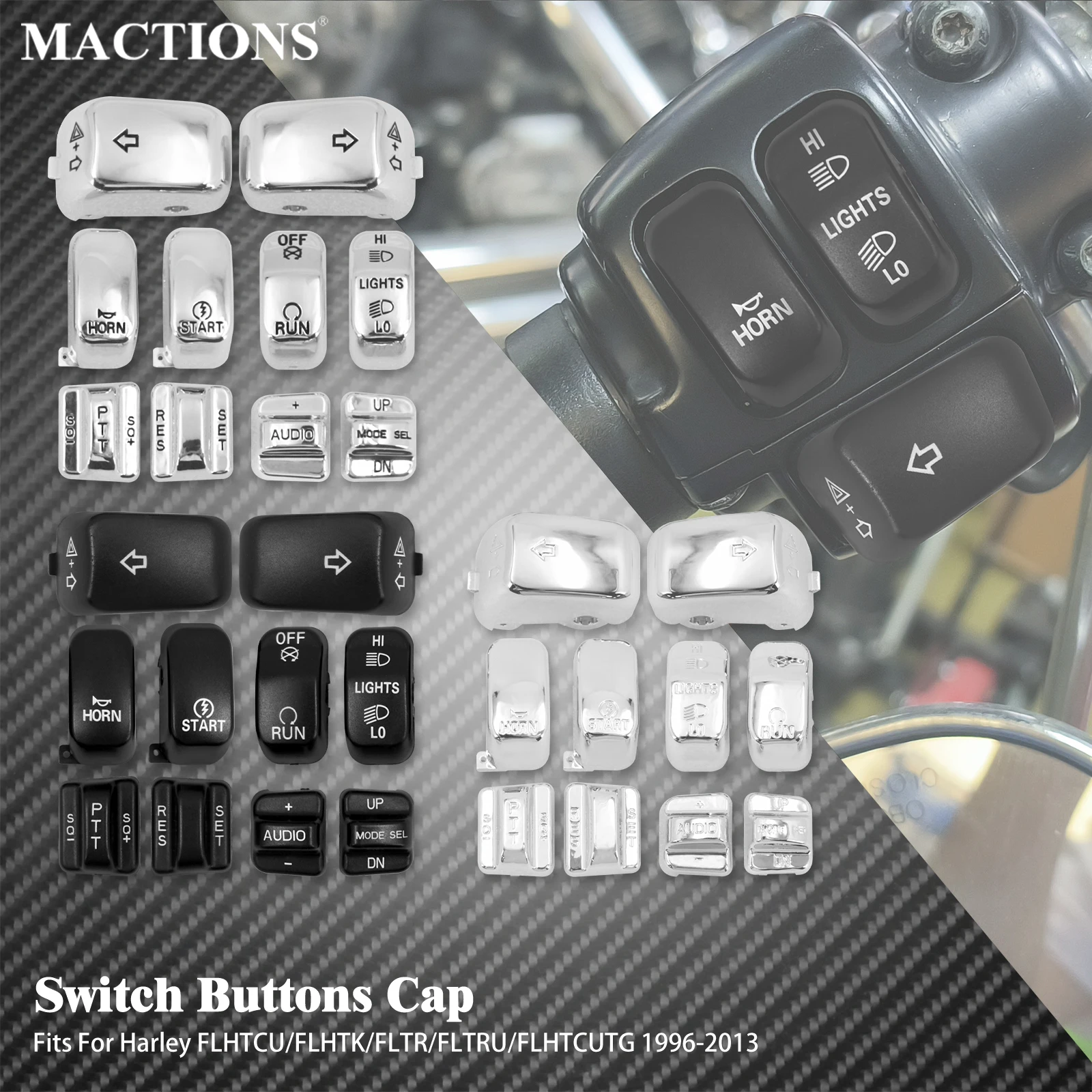 Motorfiets Schakelaar Knoppen Cover 10PC Handbediening Behuizing Caps Kits Voor Harley Touring Road Street Glide FLHT FLTRU FLHX 96-2013