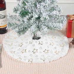 1PC Mini Gold Snowflake Christmas Tree Skirt Desktop White Red Xmas Tree Skirt Base Decoration Ornament Party Supply