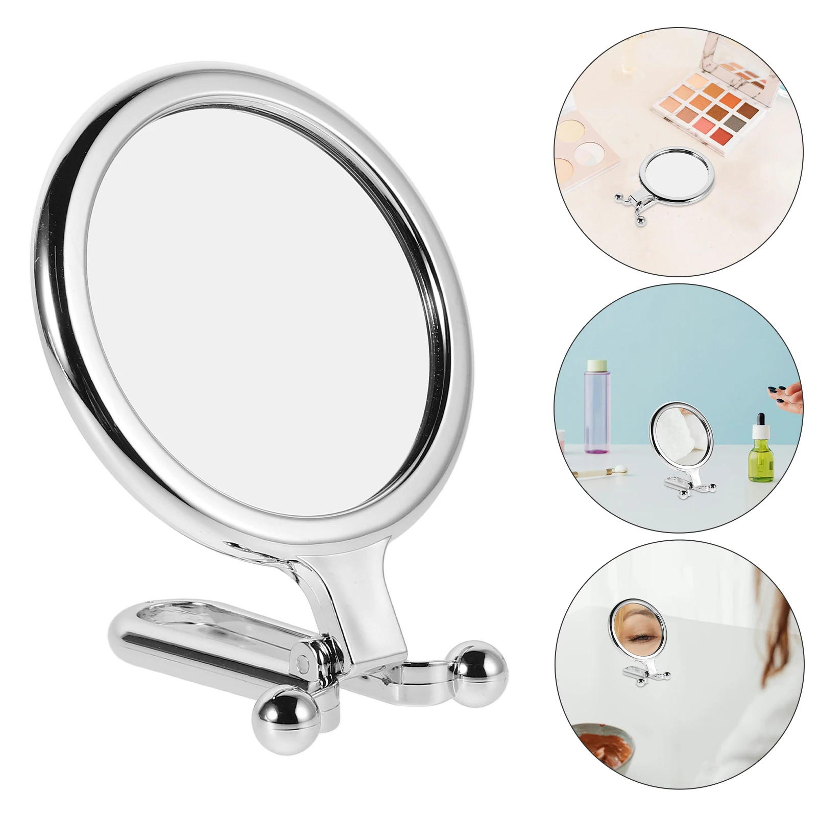 Kompakter kleiner grüner doppelseitiger faltbarer Make-up-Spiegel mit 5-facher Vergrößerung, tragbarer tragbarer Reise-Taschen-Kosmetik-Rasierspiegel