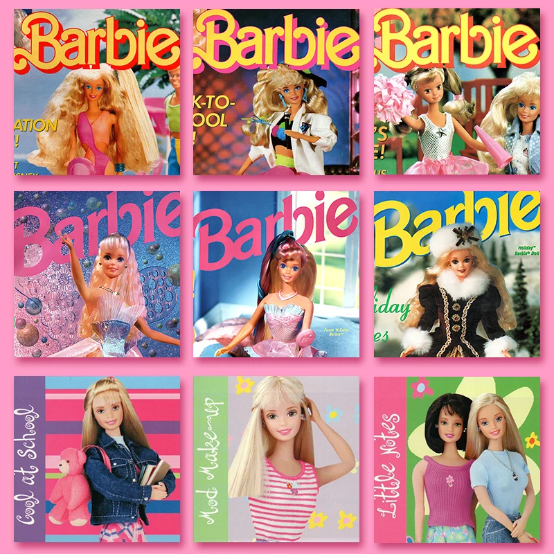 9.5*9.5cm Retro Barbie Retro Square Cards 80's 90's Magazine Cover Room Wall Sticker Girls Toys Lomo Poster Accessories 6pcs/set