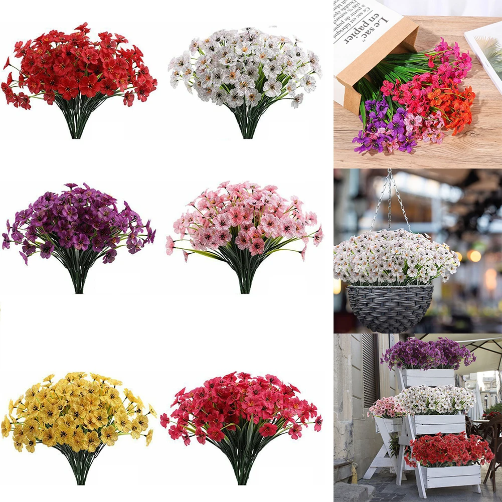 Fake Artificial Flowers Outdoor For Decoration UV Resistant No Fade Faux Plastic Plants Garden Porch Kitchen Office Table