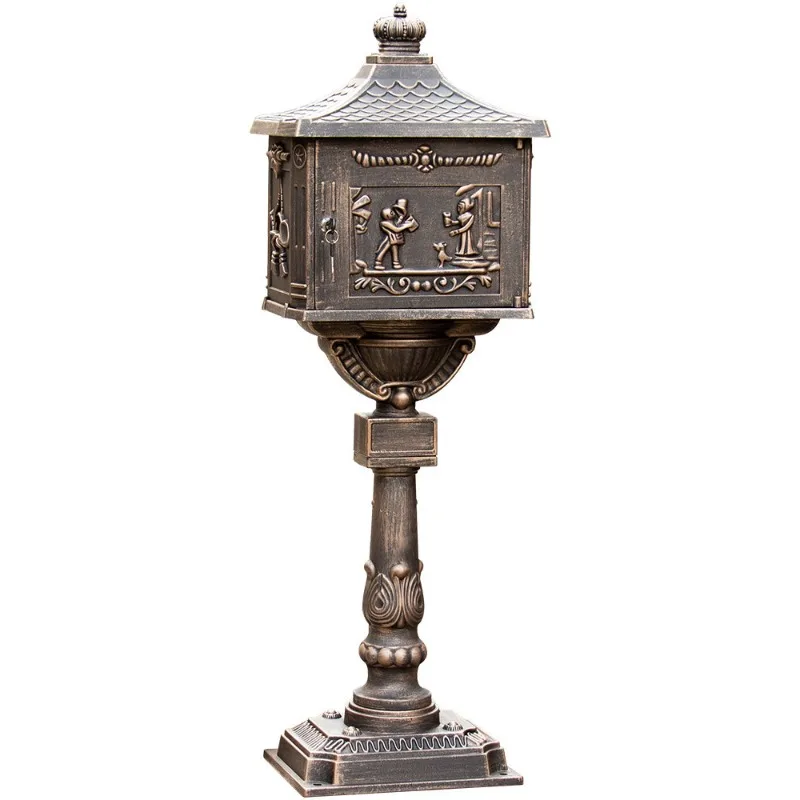 Door number mailbox, mailbox European-style villa mailbox, outdoor rainproof creative ornament cast aluminum rain rust-proof