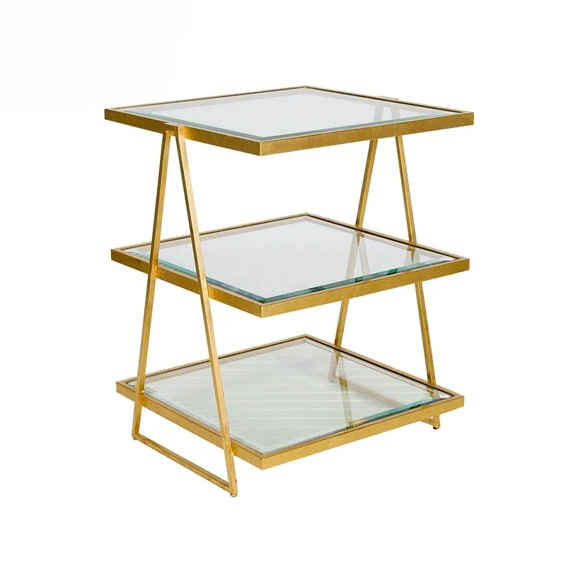 미국식 라이트 럭셔리 개성 있는 모던 3단 스테인리스 스틸 엣지 테이블/소프트 데코레이션