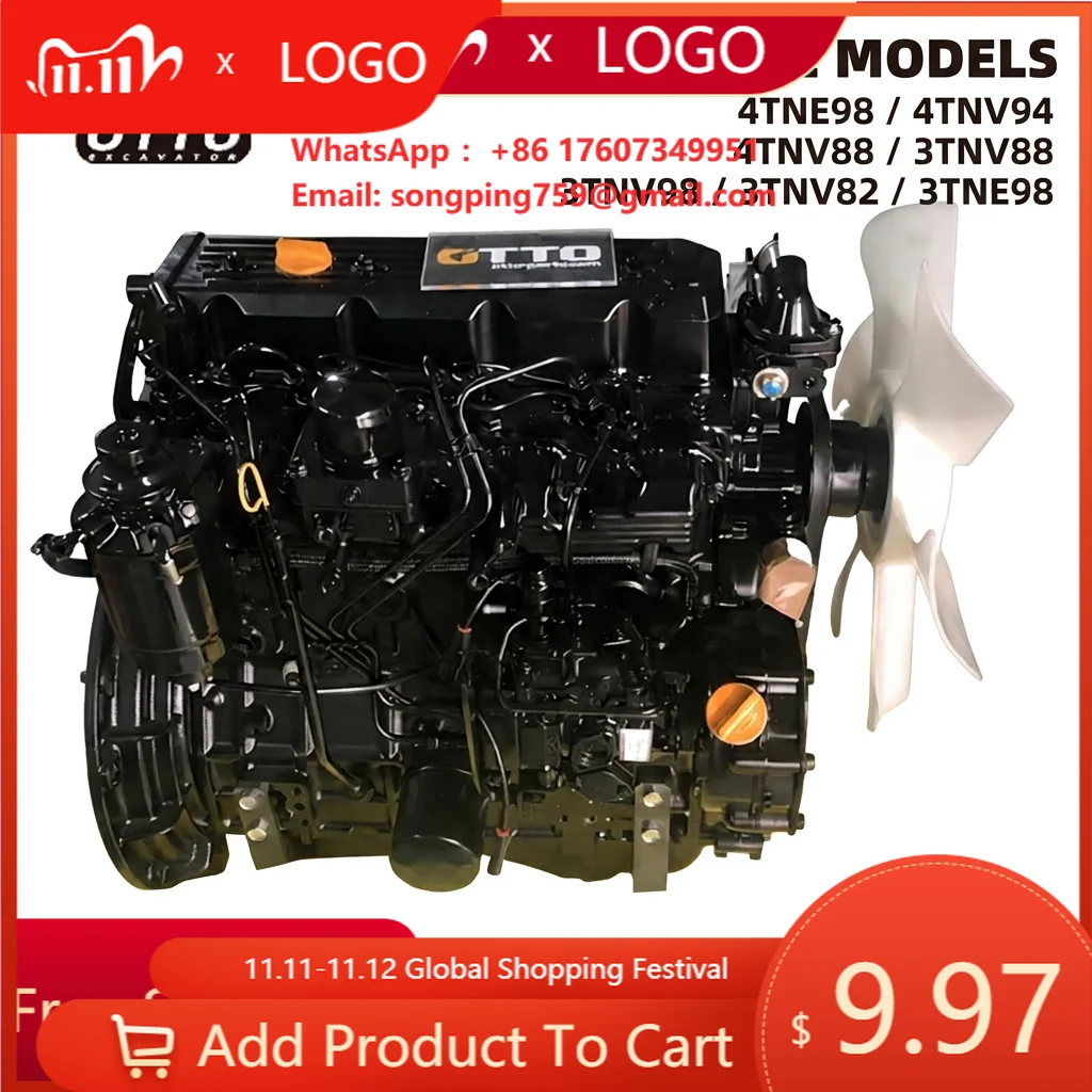OTTO Original 4TNE98 4TNV94 4TNV88 3TNV88 3TNV98 3TNV82 3TNE98 Engine Assembly 4 Cylinder Motor Engine Assy Suitable for YANMAR